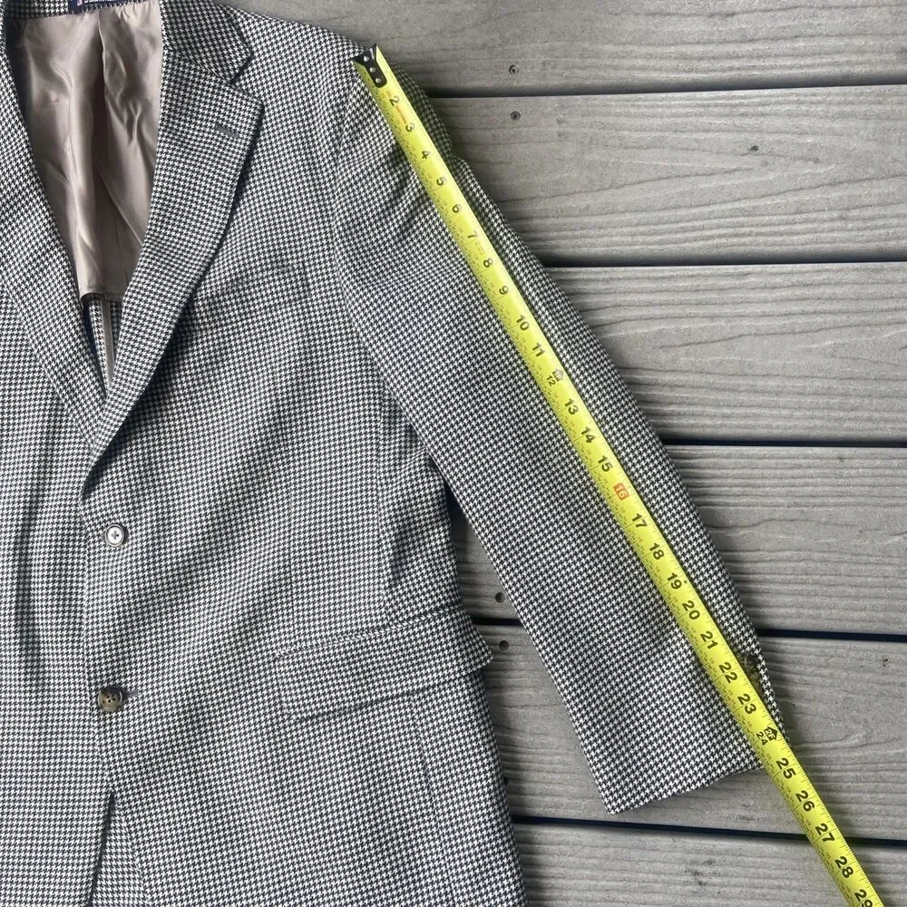 Hart Schaffner Marx Sport Wool Coat Blazer Jacket Houndstooth Mens 42 R Vintage